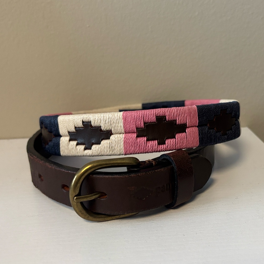 Elegant Pink and Black Patterned Women's Belt